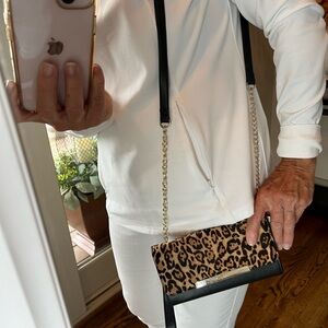 White House Black Market animal print & black crossbody/clutch